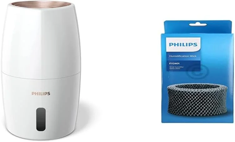 Philips Series 2000 Luftbefeuchter – Lufterfrischer für Räume bis 32 m², NanoCloud-Technologie, 2-Liter-Tank (HU2716, 10) & Philips FY2401, 30 Original Ersatzfilter für Luftbefeuchter Grau