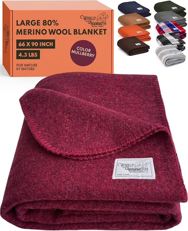 Woolly Mammoth Woolen Co., Extra Large Merino Wool Camp Blanket, The Perfect Outdoor Gear Bedroll for Bushcraft, Camping, Trekking, Hiking, Survival, or Throw Blanket at The Cabin. (Burgundy) — Heizung Warmepumpe