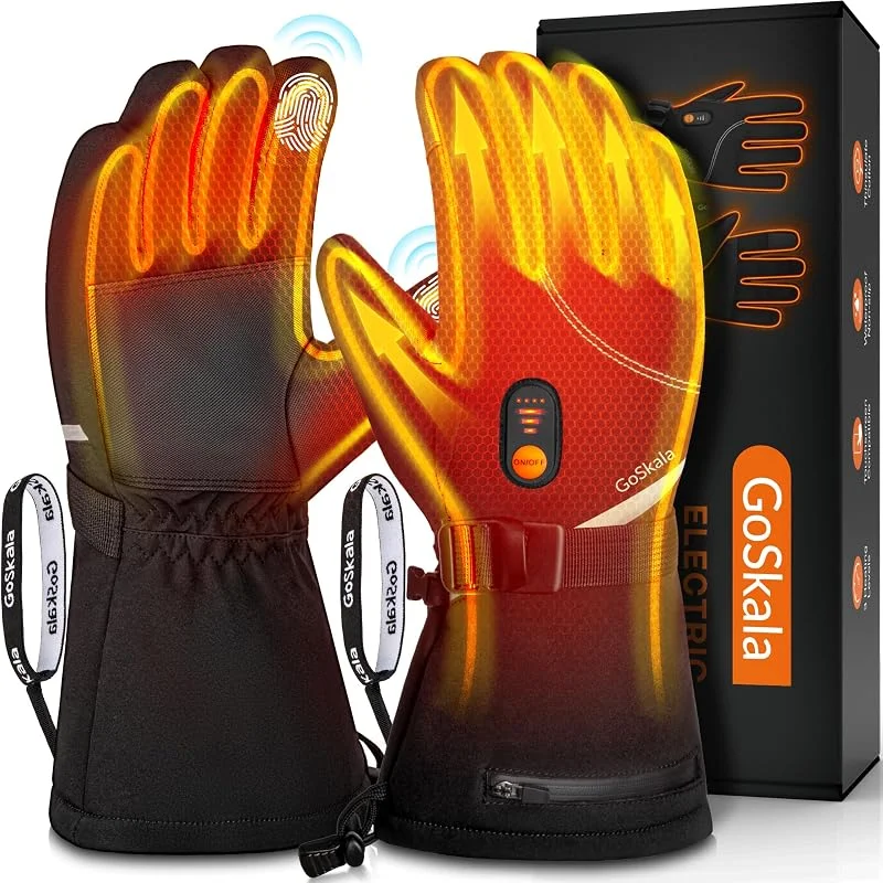 Beheizbare Handschuhe Damen Herren, Elektrische Handschuhe Mit Heizung 7.4V 6000mAh Akku, Touchscreen Skihandschuhe Winterhandschuhe Warm Fahrradhandschuhe Motorradhandschuhe, Schwarz M — Heizkleidung