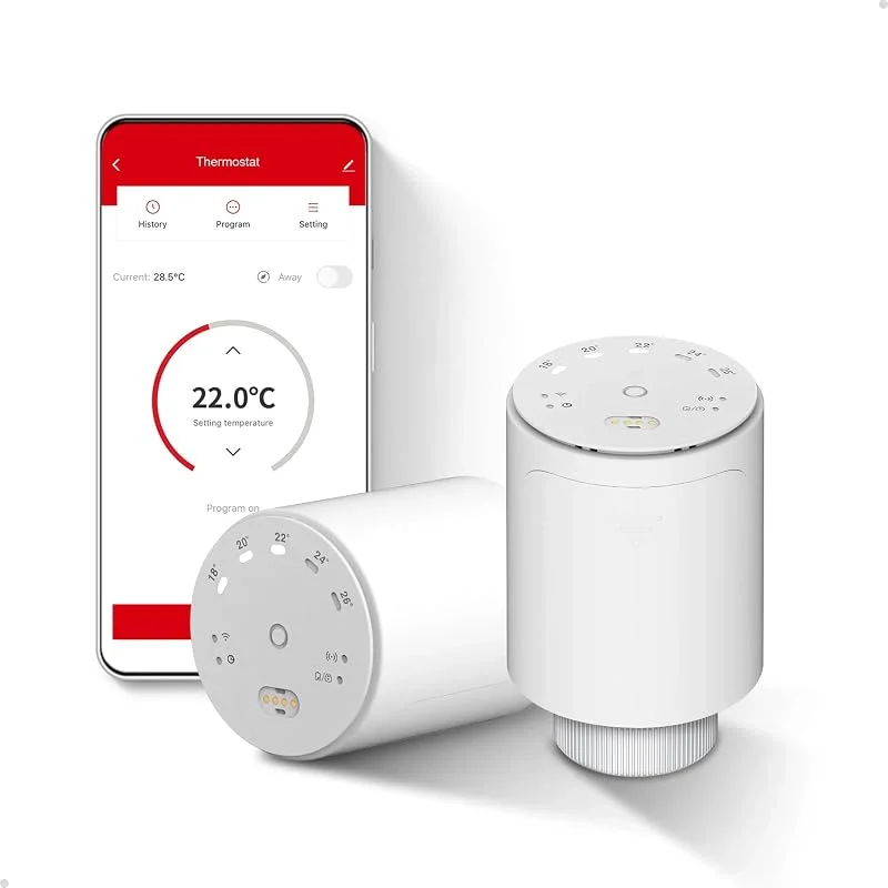 GEM Smart Heizkörperthermostat 2er-Pack, Zigbee TRV Erweiterung, Thermostatventil für Heizkörper, Tuya App- & Sprachsteuerung (Alexa, Google Assistant), Energiesparend — Heizung Warmepumpe