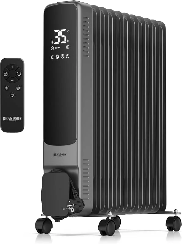 Brandson – Ölradiator 2500 Watt ECO Design – energiesparend - Temperatur 5 bis 35 °C mit Thermostat – für große Räume - Frostschutz Modus – Fernbedienung – Kindersicherung - elektrische Heizung — Heizung Warmepumpe