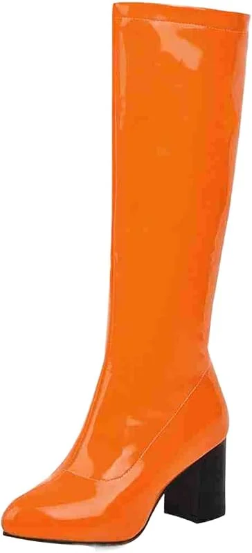 Damenstiefel, Leder, Absätze, modisch, bequem, dick, elegant, lang, Stiefel, Damen, Winterschuhe — Heizkleidung
