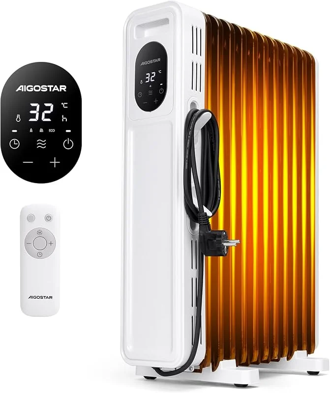 Aigostar Energiesparend Ölradiator mit Fernbedienung, 3 Modi, 24h Timer — Heizung Warmepumpe