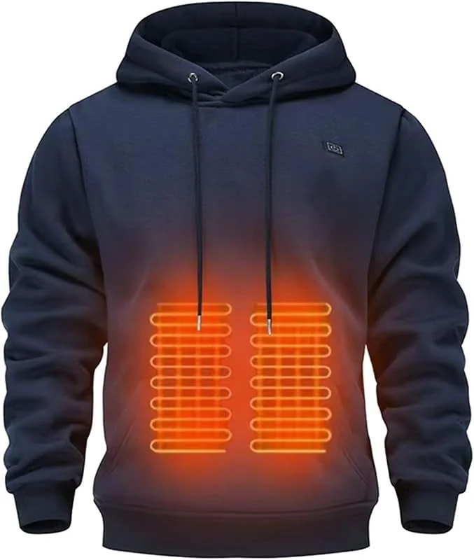 Generisch Beheizbarer Hoodie Herren Damen - Herren Sweatshirt Mit Kapuze Winter Heizjacke Beheizbare Sweatjacke Locker Kapuzenpullover Mit Kordel Und Taschen Kapuzenpulli Warme Fleecepullover — Heizkleidung
