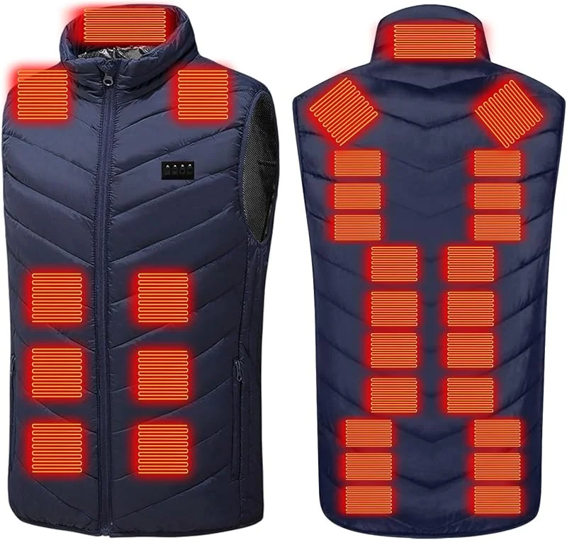 Battnot Beheizbare Weste Herren Warme Dicke, Unisex 29 Zonen, Winterjacke USB Elektrische, Beheizte Wärme Ärmellos Jacke mit Heizung, Skijacke Mit Wärmefunktion Heizjacke Weich Bequem Steppweste — Heizkleidung
