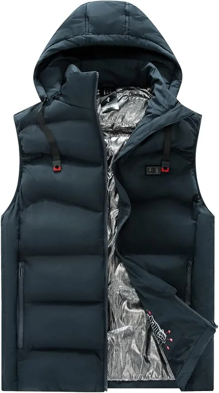 KQIVAM Beheizbare Weste Heizweste Herren 9 Zonen Heizung Beheizbare Jacke Elektrische Dual-Control-Heizjacke Winter Warme Heizweste Wärmeweste für Camping, Motorrad, Skifahren, Jagd Winterjacke — Heizkleidung