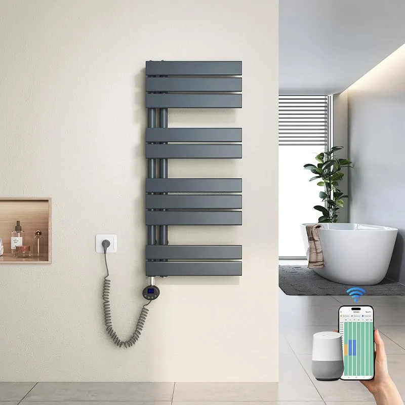 Heilmetz Badheizkörper Elektrisch Heizkörper Bad mit WiFi Digitalem Thermostat Handtuchheizkörper mit Timer-Funktion 899x400mm 400 Watt für Badezimmer, Wohnzimmer Anthrazit — Heizung Warmepumpe