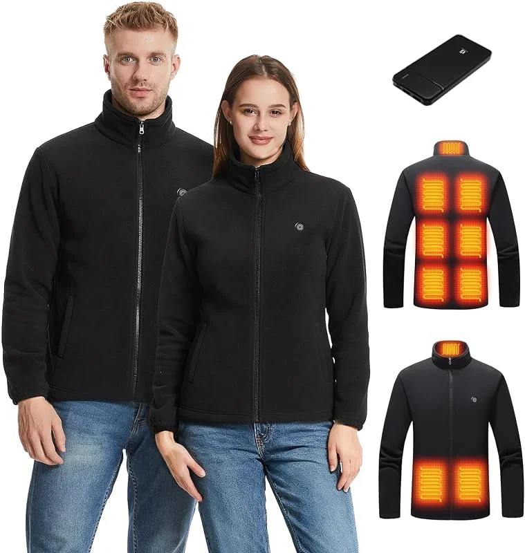 Heizweste Beheizbare Weste Fleece Beheizbare Jacke für Herren Damen mit 10000mAh Akku, 3 Temperaturregler 9 Heizzone, Elektrische Heizjacke Beheizte Weste für Outdoor Wintersport Skifahren — Heizkleidung
