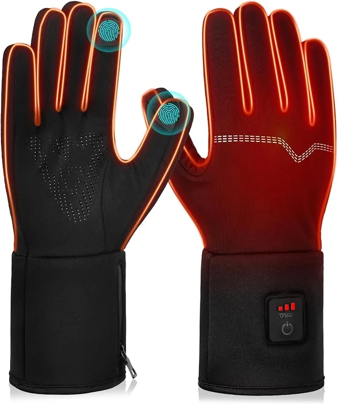V.Step beheizbare Handschuhe, USB-wiederaufladbare elektrische Vollheizhandschuhe, Touchscreen-Winter-Handwärmer mit Akku für Damen und Herren, 3 Temperaturstufen, für Outdoor-Arbeit — Heizkleidung
