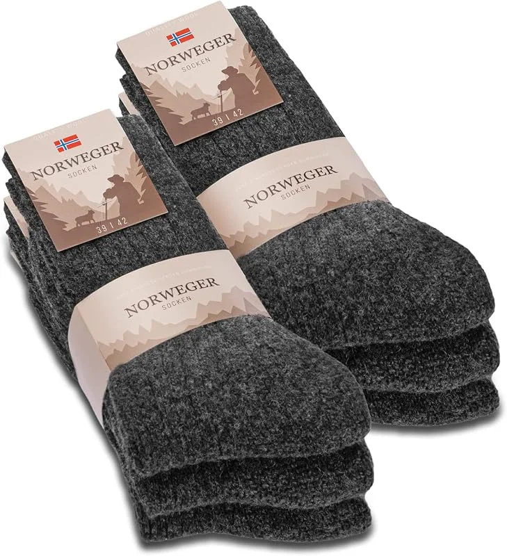 6 Paar Norweger Socken Herren Damen Wintersocken warme Wollsocken — Heizkleidung