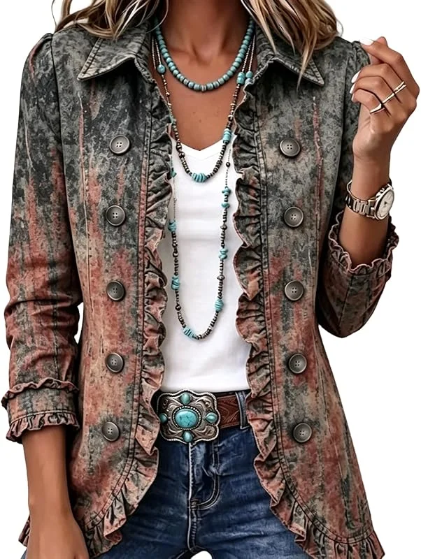 Ansenesna Übergangsjacke Damen Elegant Kurz Blazer Damen Tailliert Vintage — Heizkleidung