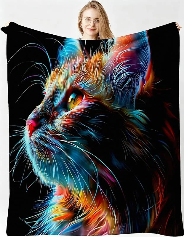Kuscheldecke XXL 220x240 cm 3D‑Katze für Sofa, Doppelbett-B82 — Heizung Warmepumpe