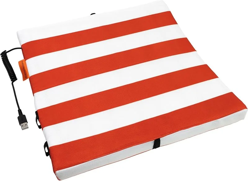 beheizbares Sitzkissen Outdoor, Akku-Heizkissen USB, Rot, Weiß — Heizung Warmepumpe