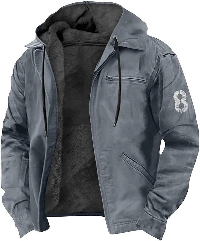 Générique Herren-Fleecejacke mit Kapuze, lässig, Sportmantel, warm, für Wandern, Alltag, bequeme und leichte Passform — Heizkleidung