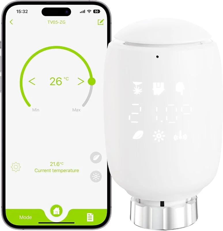 Smartes Heizkörperthermostat Zigbee 3.0 Hub(Nicht inbegriffen), Thermostat mit Fernsteuerung via Tuya, Smart Life App, Energieeffiziente Temperaturregelung, kompatibel mit Amazon Alexa, Google Home — Heizung Warmepumpe