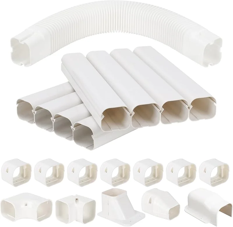 Mini-Split-Linien-Set-Abdeckung, 7, 6 cm, 3, 5 m, dekorative PVC-Linien-Set, Abdeckungs-Sets für kanallose Mini-Klimaanlagen und Wärmepumpen mit flexiblem Kanal — Heizung Warmepumpe