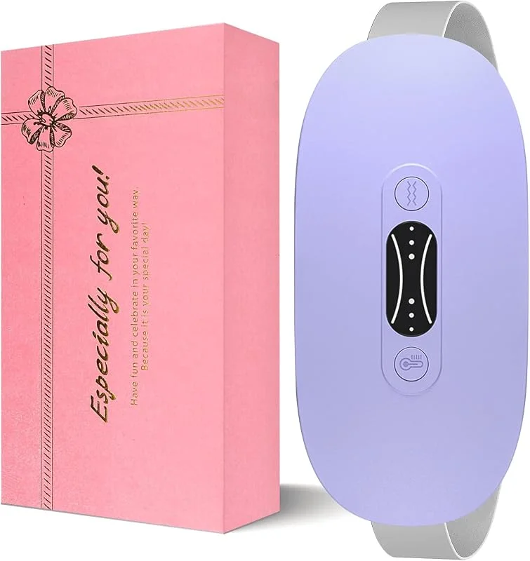 Kissleaf Wärmegürtel Periode, Menstruations Wärmegürtel Heizgürtel, USB Wiederaufladbar Heizkissen Kabellos, 3-Wärmestufen und 3-Vibrations-Massage-Modi (Purple) — Heizung Warmepumpe