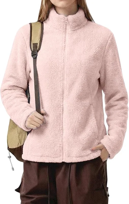 Ansenesna Fleecejacke Damen Ohne Kapuze Teddyjacke Kurz Fleece Winterjacke — Heizkleidung