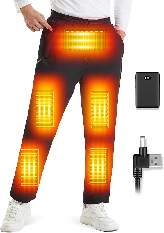 Beheizbare Hose Herren mit 7, 4V DC Power Bank 10000mAh Wasserdicht Elektrische Heizhose für Kaltes Wetter im Freien, L — Heizkleidung