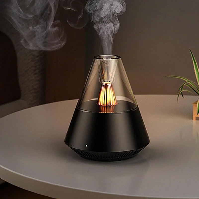 Aroma Diffusor für ätherische Öle, tragbarer Luftbefeuchter mit kühlem Nebel und warmem Lichteffekt, Fernbedienung, 150ml Fassungsvermögen, für Schlafzimmer, Büro, Wohnzimmer, Yoga (Schwarz)