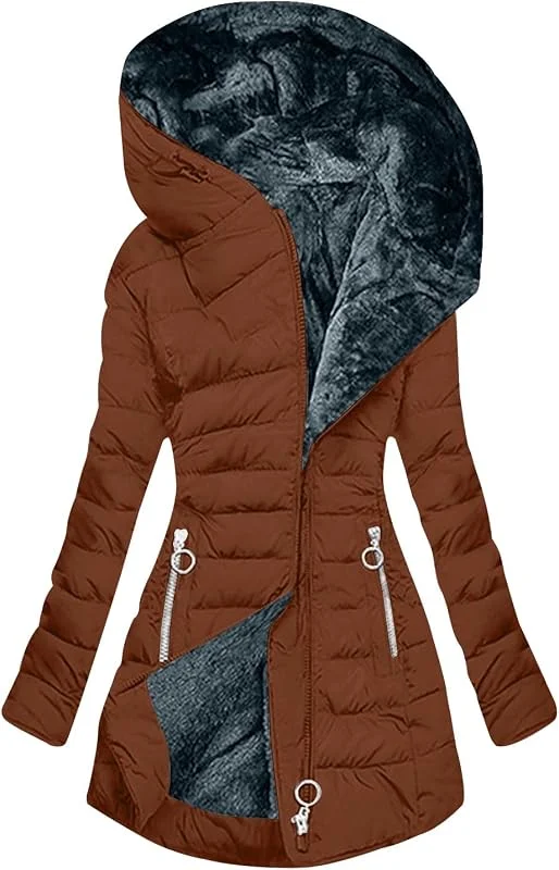 Ansenesna Winterjacke Damen Warm Gefüttert Steppjacke Damen Mit Kapuze — Heizkleidung
