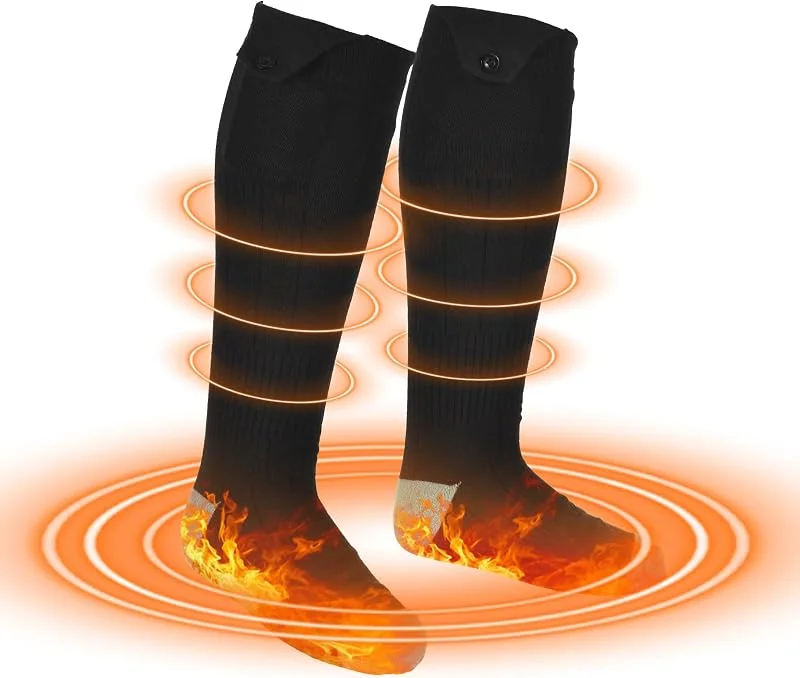 Beheizbare Socken Herren Damen, 5000mAh Wiederaufladbare Beheizte Socken, Elektrische Warme Socken Fußwärmer mit 3 Heizstufen, für Outdoor Skifahren Winter Camping Angeln Radfahren Wandern — Heizkleidung
