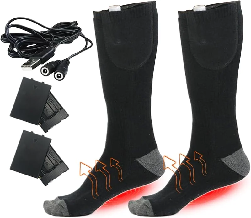 Akkubetriebene Heizsocken, Aufladbare Batterie Heizsocken Mit Elektrischer Heizung, Fußwärmer für Kälteempfindliche Erwachsene Frauen & Männer Skifahren Angeln Camping Radfahren Wandern — Heizkleidung