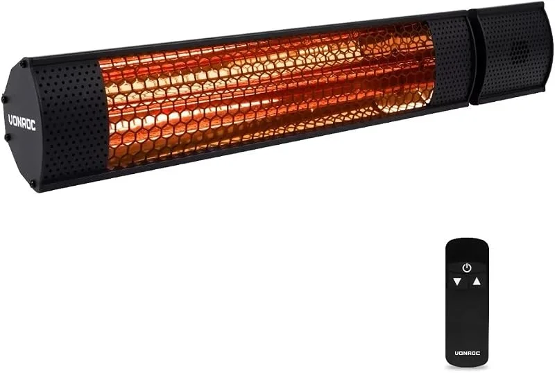 Vonroc Infrarot Heizstrahler Terrasse elektrisch 2000W - Terrassenstrahler — Heizung Warmepumpe