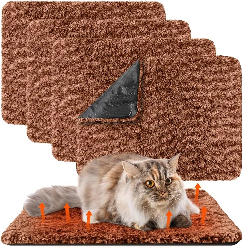 Photect 4 Selbstheizende Katzendecke Selbstheizende Decke für Haustiere Warme Selbstwärmende Waschbare Haustier Hunde Katzen Wärmedecke Abnehmbar rutschfeste Wärmematte(Dunkelbraun) — Heizung Warmepumpe