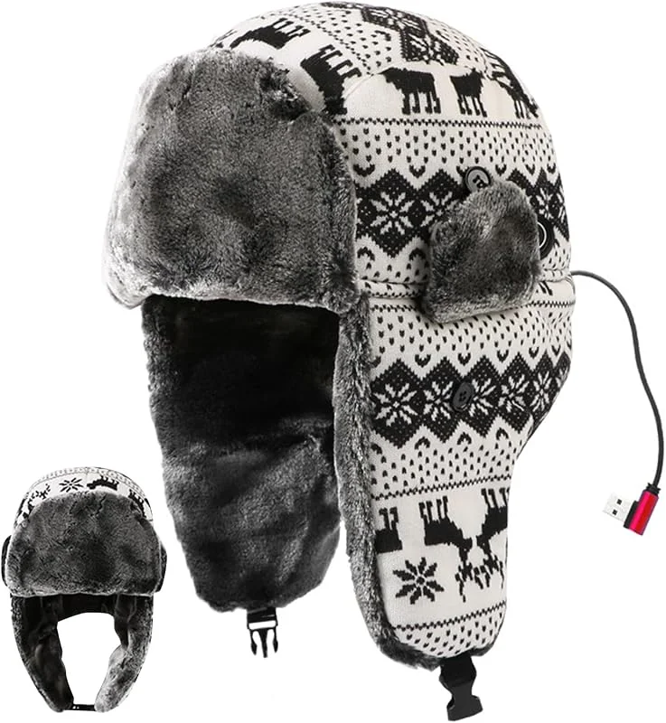Generico Ushanka USB-beheizte warme und weiche Plüschmütze mit drei — Heizkleidung