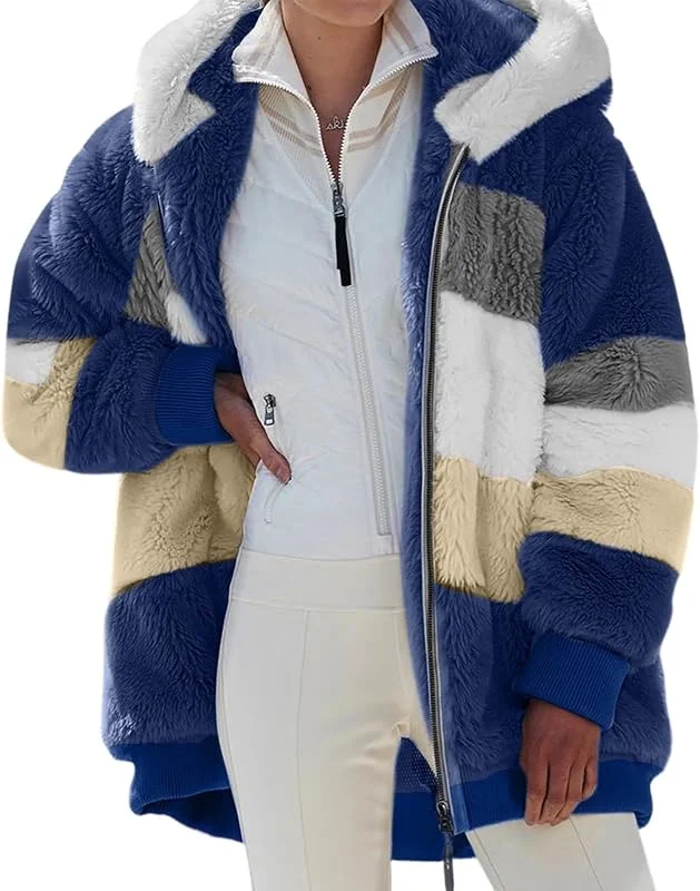 Ansenesna Teddyjacke Damen Mit Kapuze Flauschig Winterjacke Warm Gefüttert Mit Fell Fleecejacke Teddyfleece Plüsch Wintermantel Frauen Teddyfell Dicke Jacke Winter Mantel Fleece Damen-Jacken — Heizkleidung