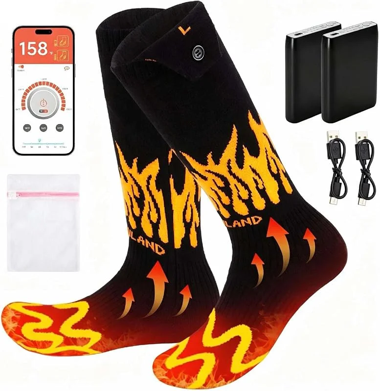 CAMULAND Beheizbare Socken 7.4V 3000mAh Akkus, Heizsocken mit App L — Heizkleidung