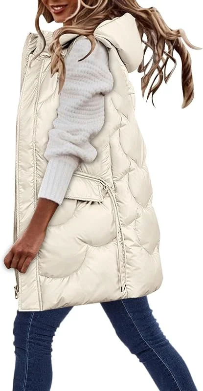 Ansenesna Weste Damen Lang Winter Lange Steppweste Mit Kapuze Winterjacke Warm Ärmellose Longweste Steppjacke Ärmellos Wintermantel Frauen Elegant Jacke Stepp Mantel Ohne Ärmel Damen-Jacken — Heizkleidung