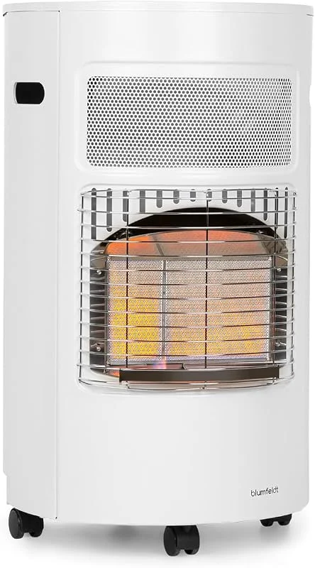 blumfeldt Bonaparte Gasheizung - Gasofen mit 3 Leistungsstufen 1600, 2600 und 4200 Watt, Katalytofen für Gasflaschentyp: 5kg bis 15kg, integrierter Piezozünder, Infrarot-Keramikbrenner, weiß — Heizung Warmepumpe
