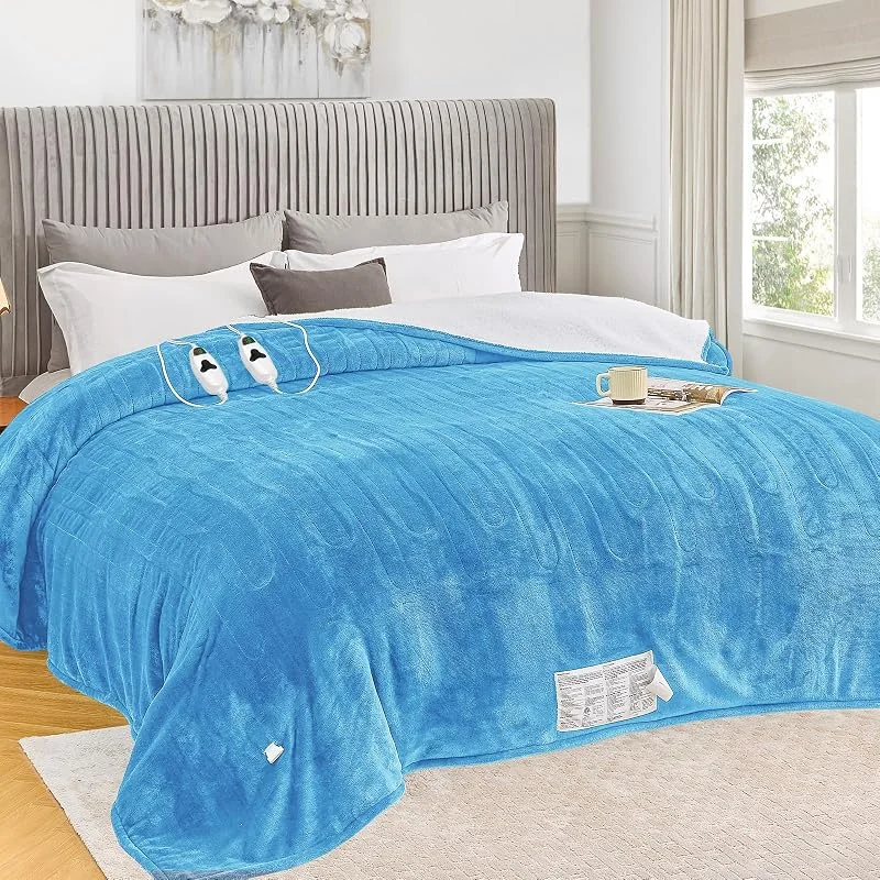 greenoak Heizdecke, elektrisch, Kingsize, 254 x 228 cm, doppelte Kontrolle, Heizdecken mit 10 Stufen, 8 Stunden, automatischer Abschaltautomatik, Überhitzungsschutz, weiches Sherpa, flauschiges — Heizung Warmepumpe