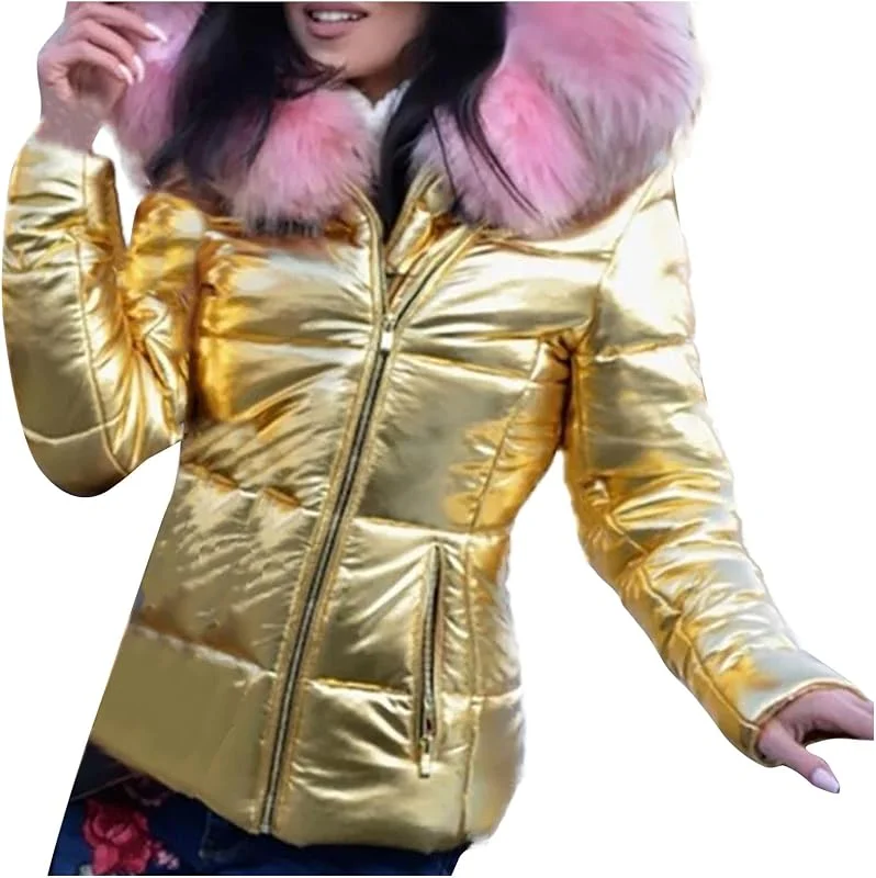 Ansenesna Winterjacke Damen Warm Kurz Wintermantel mit Fellkapuze Steppjacke Mit Kapuze Jacke Winter Stepp Mantel Frauen Zipper Damen-Jacken Dicke Damenjacken Thermo Steppmantel Damenmantel — Heizkleidung