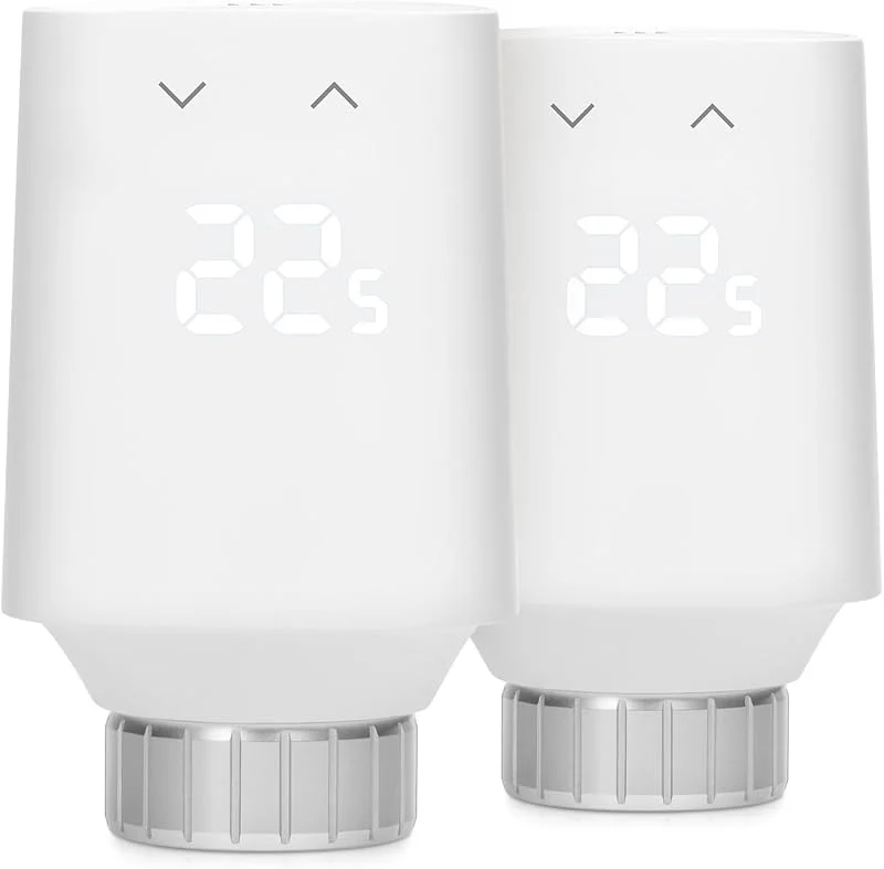 Eve Thermo (Matter, 5. Gen.) 2er Pack: Smartes Heizkörperthermostat, Heizkosten sparen, funktioniert mit Alexa, Apple Home, Samsung SmartThings, Google Home, benötigt Thread Border Router — Heizung Warmepumpe