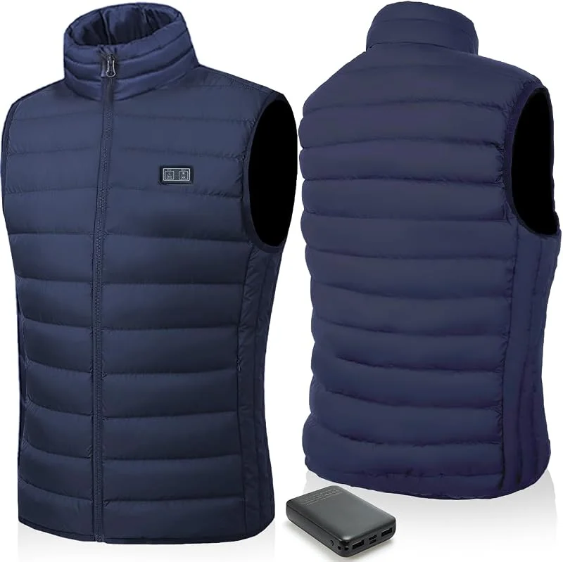 Beheizbare Weste für Herren Damen: Winter Warme Beheizte Jacke Weste mit 5V 10000 Mah Akku, 3 Einstellbaren Temperaturen, Waschmaschinenfest für Outdoor-Aktivitäten — Heizkleidung