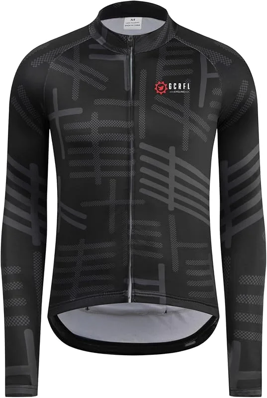 GCRFL Winter-Radtrikot für Herren, langärmelig, kaltes Wetter, Fahrradjacke, Thermo-Fleece, Fahrrad-Shirts, Reißverschlusstasche — Heizkleidung
