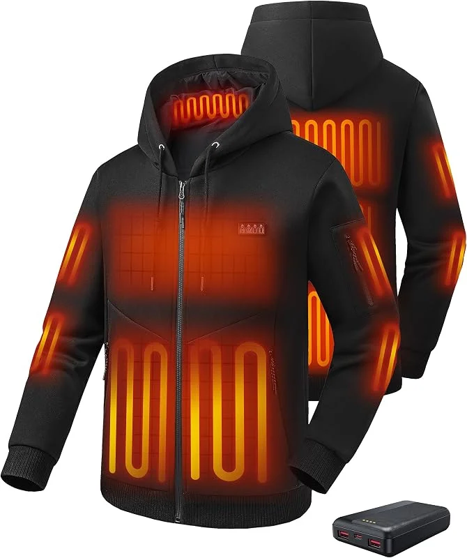 Beheizbarer Hoodie Damen Herren mit Powerbank, 26 Heizzonen — Heizkleidung
