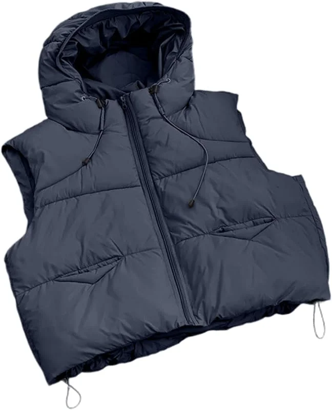 Generisch Weste Damen Kurz Winter Steppweste Damen Leicht Daunenweste Mit Kapuze Ärmellos Winterjacke Warm Steppjacke Dicke Daunenjacken Einfarbig Kapuzenjacke Mit Reissverschluss Puffer Jacke — Heizkleidung