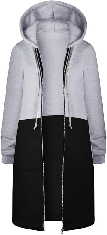 Wintermantel Damen Lang Sweatjacke Damen Mit Kapuze Übergangsjacke — Heizkleidung