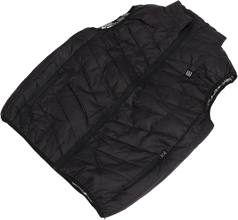 Cryfokt Elektrische USB-Heizweste mit 9 Zonen, Infrarot-Heizung, Waschbar, für Winterreisen, Polyesterfaser, Schwarz, XL, 175 (M) (XL) — Heizkleidung