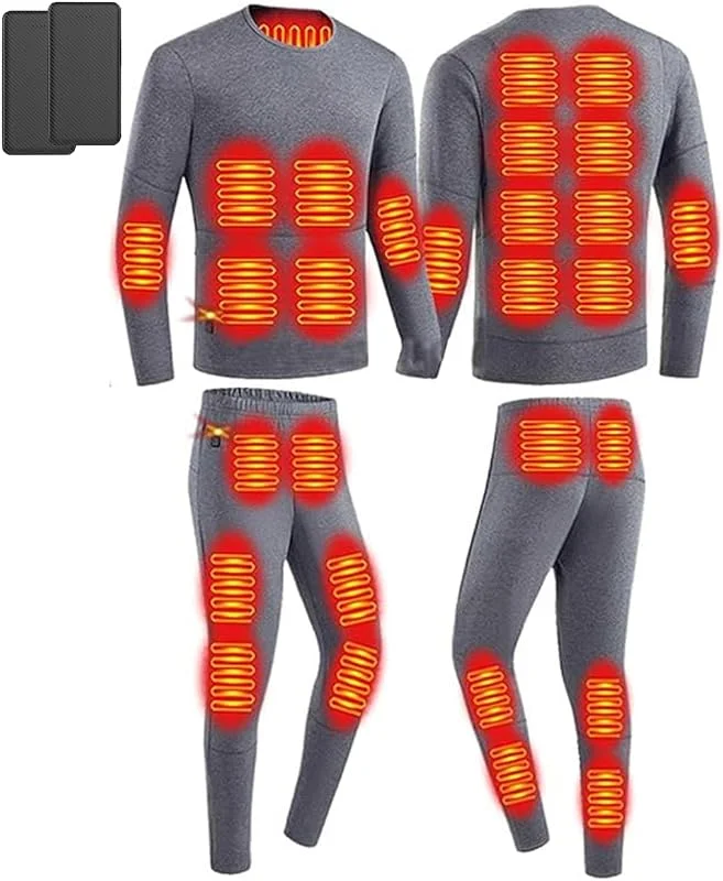 Beheizbares Unterwäsche-Set, Herren-Thermo-Heizshirt und Lange Hose mit 28 Heizzonen, Outdoor-Sportunterwäsche — Heizkleidung