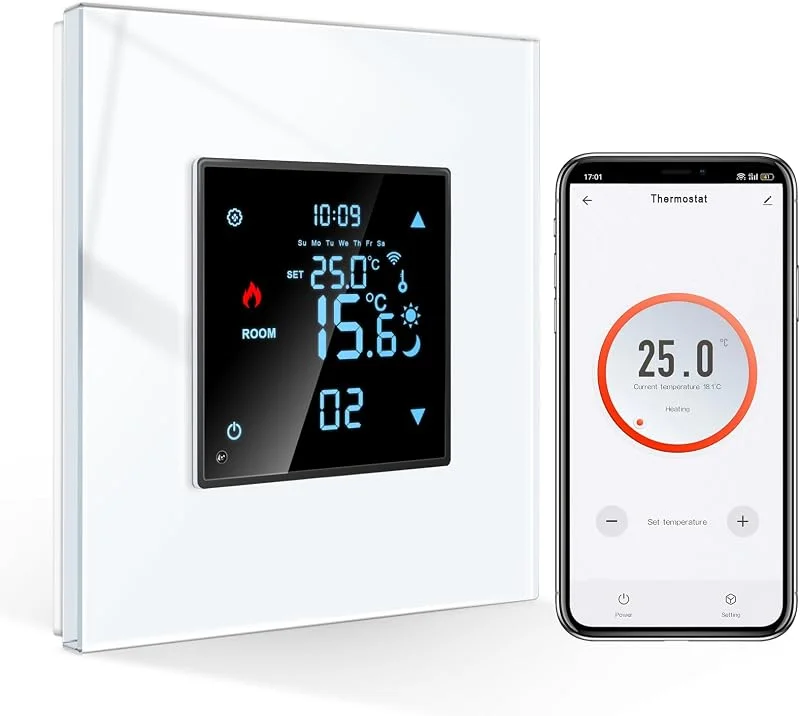 CNBINGO Smart Thermostat Unterputz Glas WLAN Digital Raumthermostat Weiß — Heizung Warmepumpe