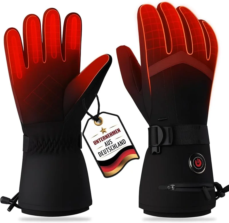 SOUCCESS Beheizbare Handschuhe – 6000 mAh Akku, 3 Heizstufen, Wasserdicht & Winddicht, Touchscreen-kompatibel, Unisex Thermo-Handschuhe für Skifahren, Motorrad, Angeln, Outdoor & Alltag — Heizkleidung
