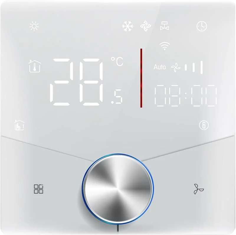Smart LED Thermostat Control Panel - energieeffizienter AC, Heizungs -Controller mit RS485, 8 Beleuchtungseffekten, Touch Keys & Slim 12, 4mm Design für Home & Office (Weiß) — Heizung Warmepumpe
