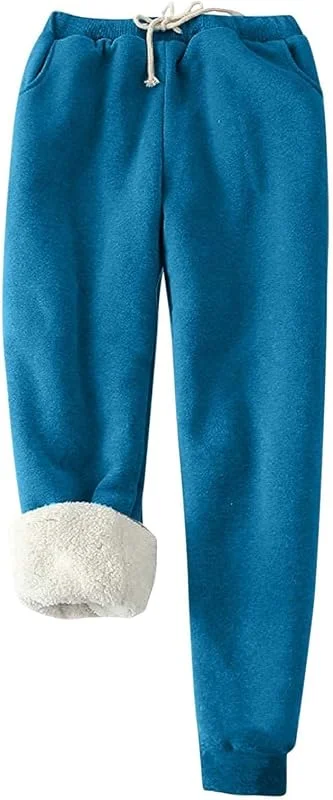 Freizeithose Damen Gefütterte Jogginghose Damen Warm Thermo Fleecehose Winter Verdickte Kuschelhose mit 2 Taschen Innenfutter Kordelzug Sweathose Winterhose Wanderhose Thermohose Sporthosen Laufhose — Heizkleidung