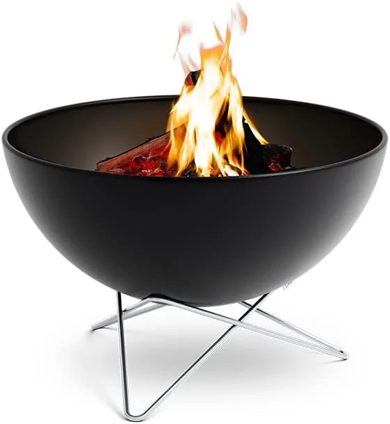 höfats - Bowl 57 Feuerschale mit Edelstahl Sternfuß - raucharme Verbrennung - Feuerstelle mit Plancha Grillplatte und Grillrost nutzbar - kippbarer Feuerkorb Stahl emailliert, schwarz, Ø 57 cm — Heizung Warmepumpe
