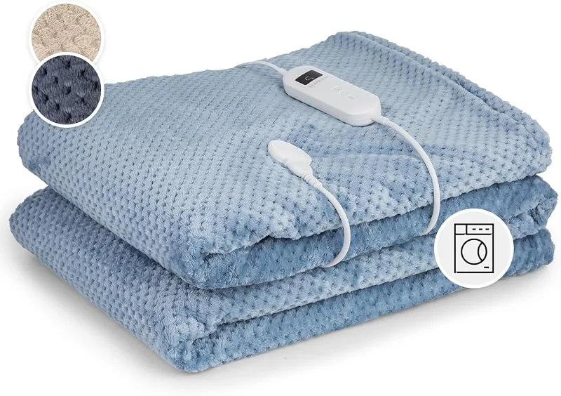 Klarstein XXL Elektrische Kuscheldecke, Heizdecke mit Abschaltautomatik, 200x180 cm Elektrische Wärmedecke Maschinenwaschbar, Doppelseitige Heizdecke für Bett & Sofa, Wärme Decke mit 9 Heizstufen — Heizung Warmepumpe
